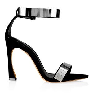 NEW Alexandre Birman Anjelica Black Silver Suede Sandals 38
